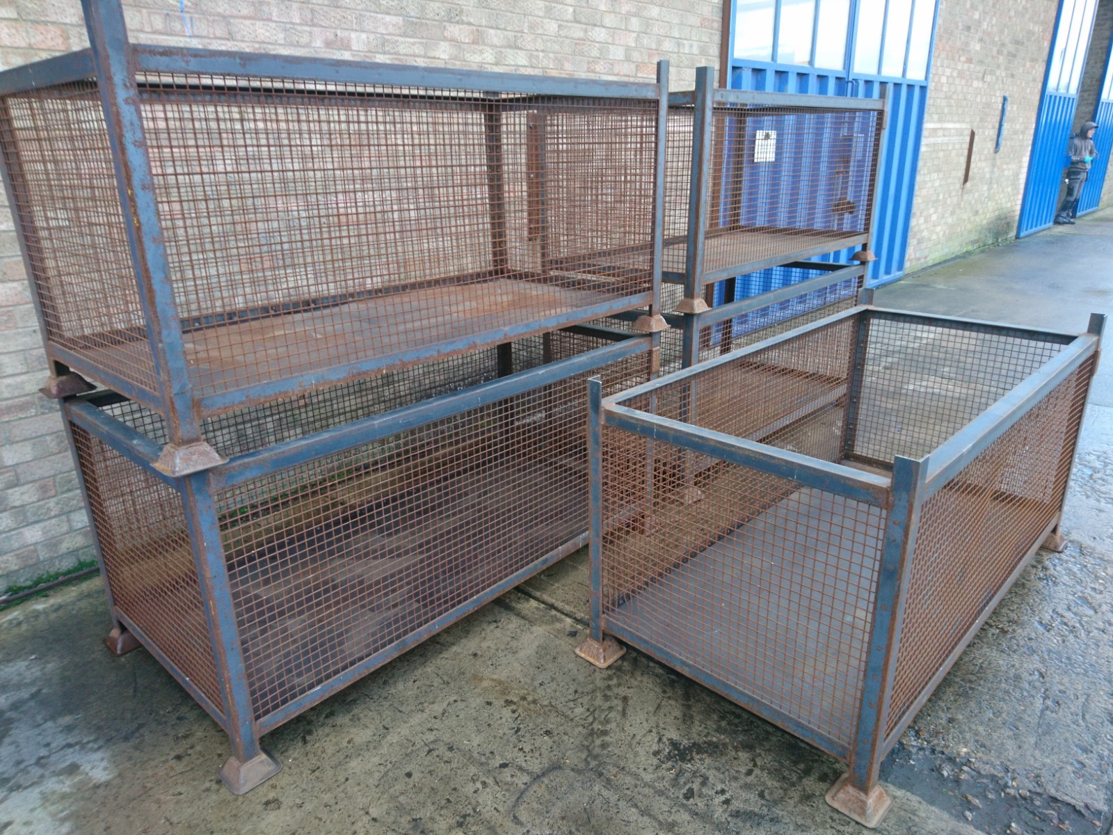 5 X Stillages Storage Warehouse Stacking Steel Cage Wire Mesh. Workshop
